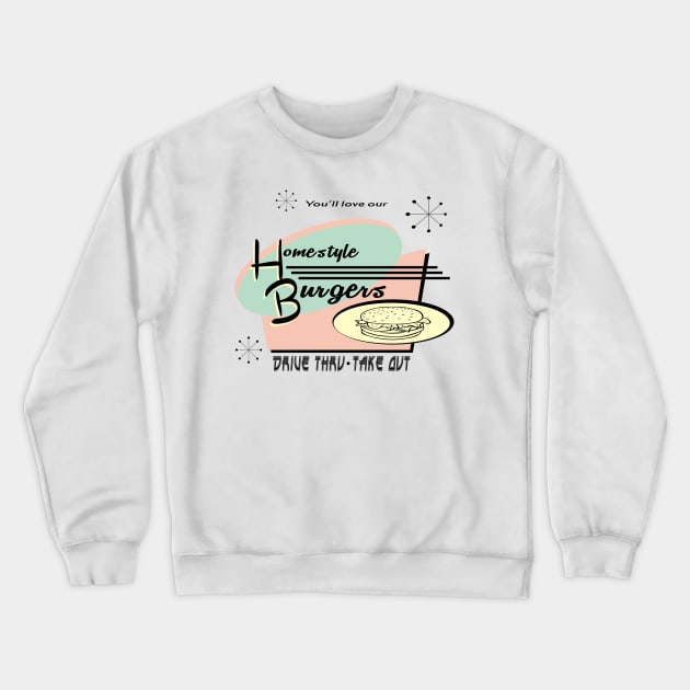 Vintage Burger Sign Crewneck Sweatshirt by Urbanvintage